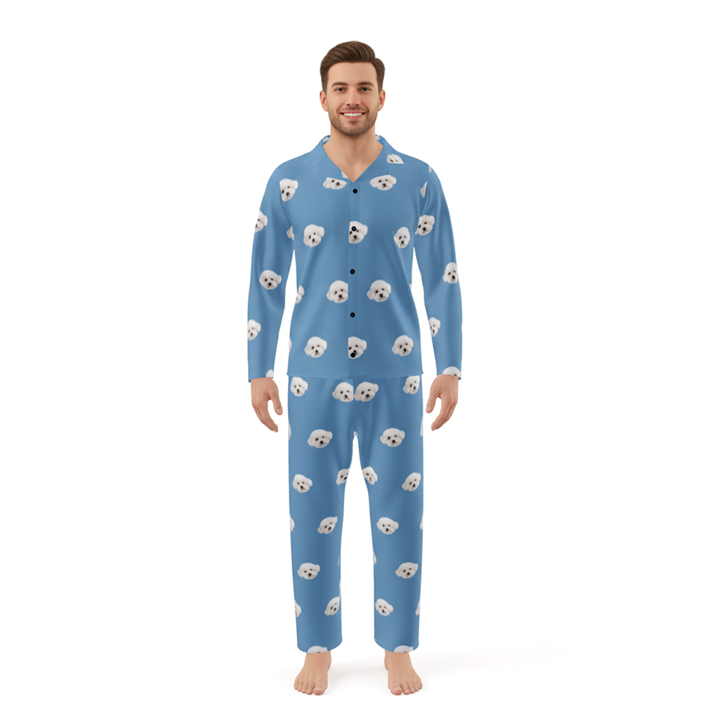 blue pajamas with Pet Face pattern