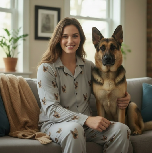 Custom Pet Face Long Sleeve Pajama & Pants / Gray