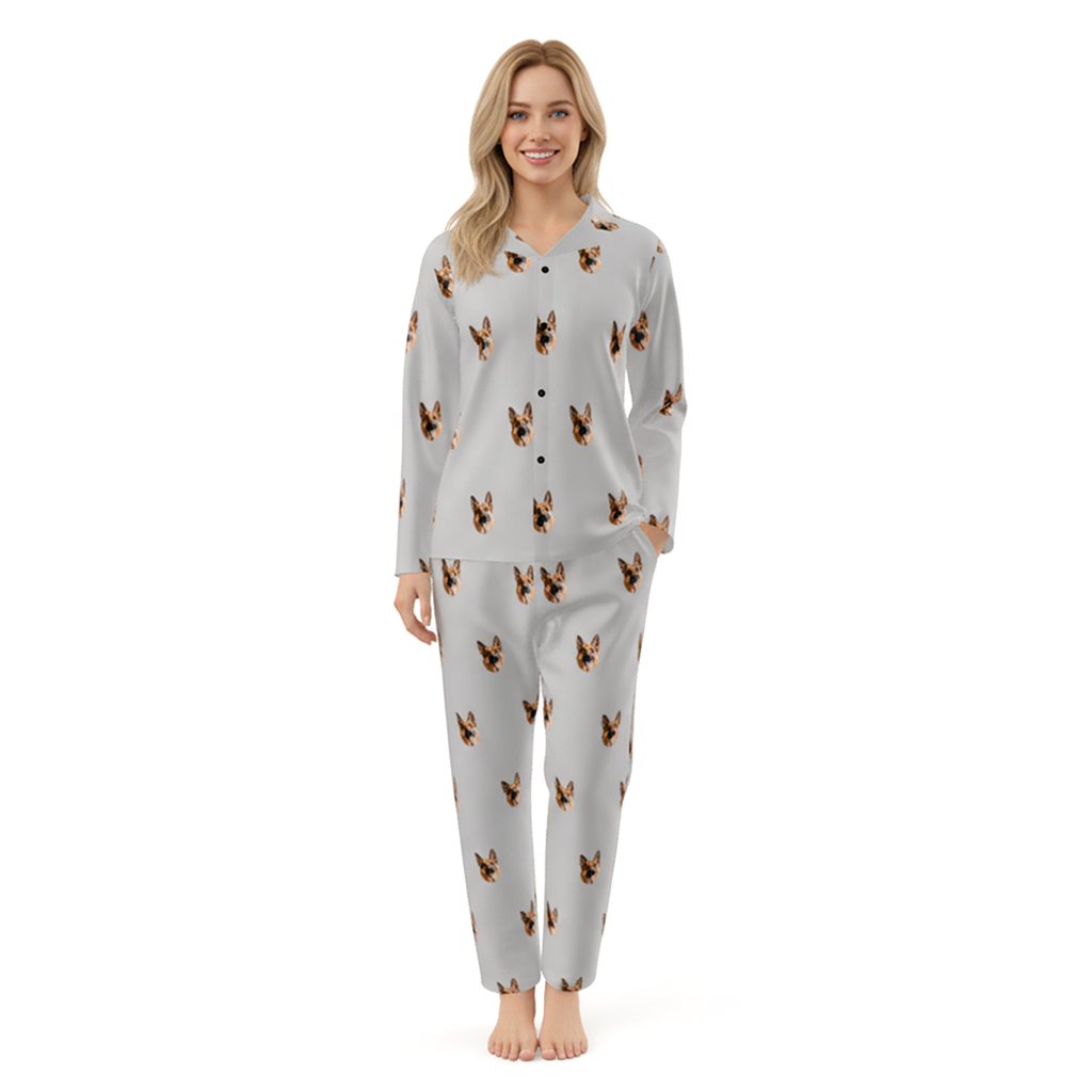 Gray pajamas with Pet Face pattern