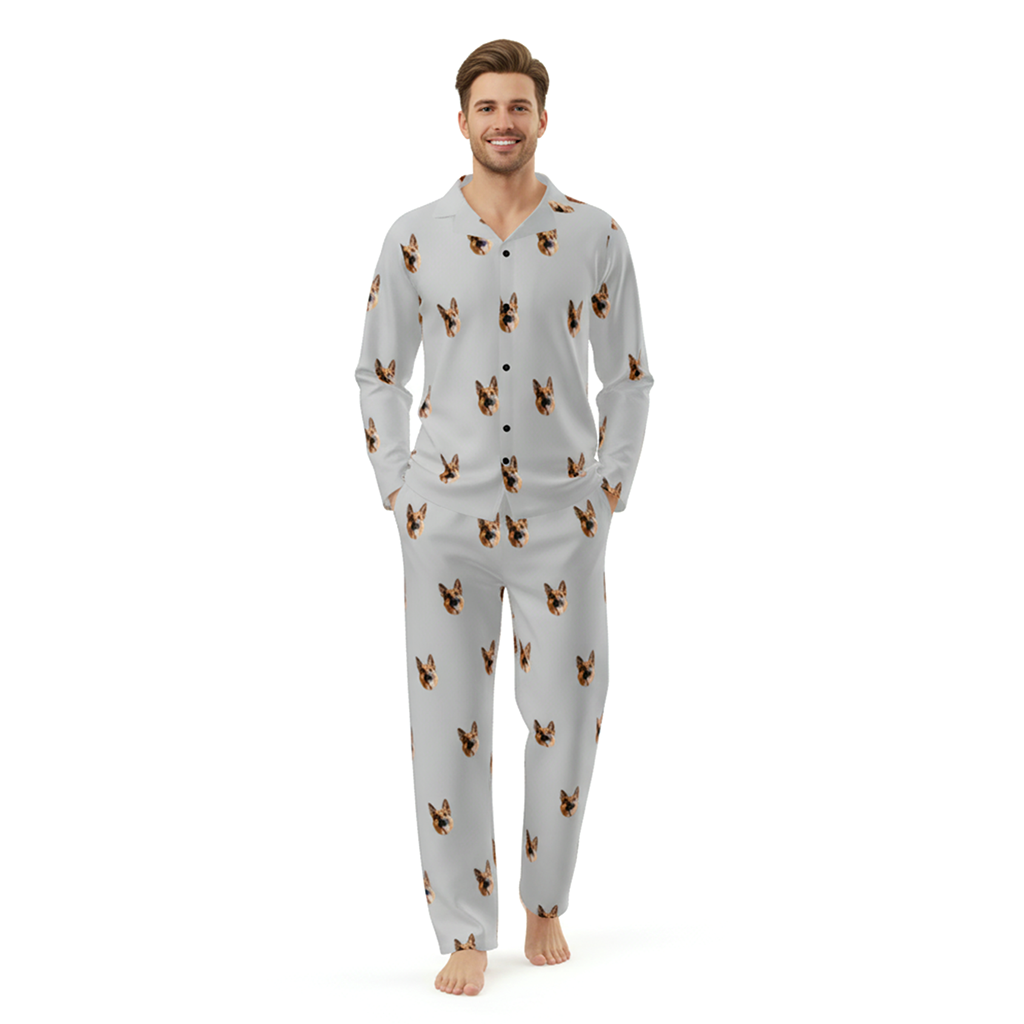 Gray pajamas with Pet Face pattern,Custom Pet Face Pajama