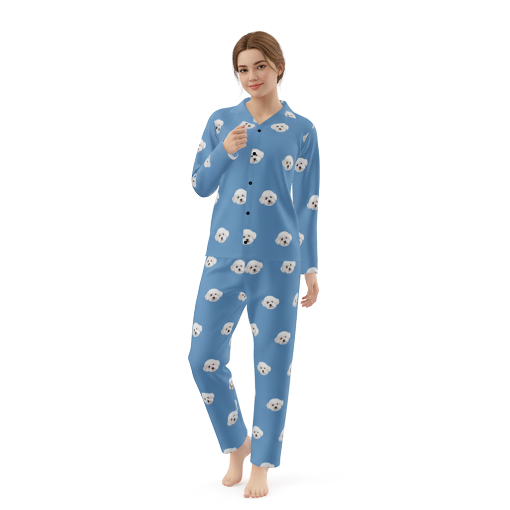 blue pajamas with Pet Face pattern