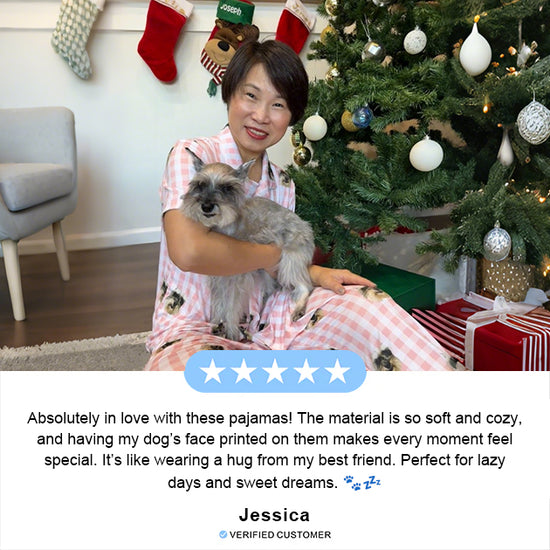Absolutely in love with these pajamas! The material is so soft and cozy, and having my dog’s face printed on them makes every moment feel special. It’s like wearing a hug from my best friend. Perfect for lazy days and sweet dreams. 🐾💤