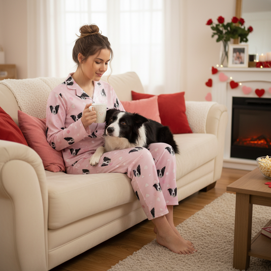 Custom Pet Face Long Sleeve Pajama & Pants / Heart & Pink