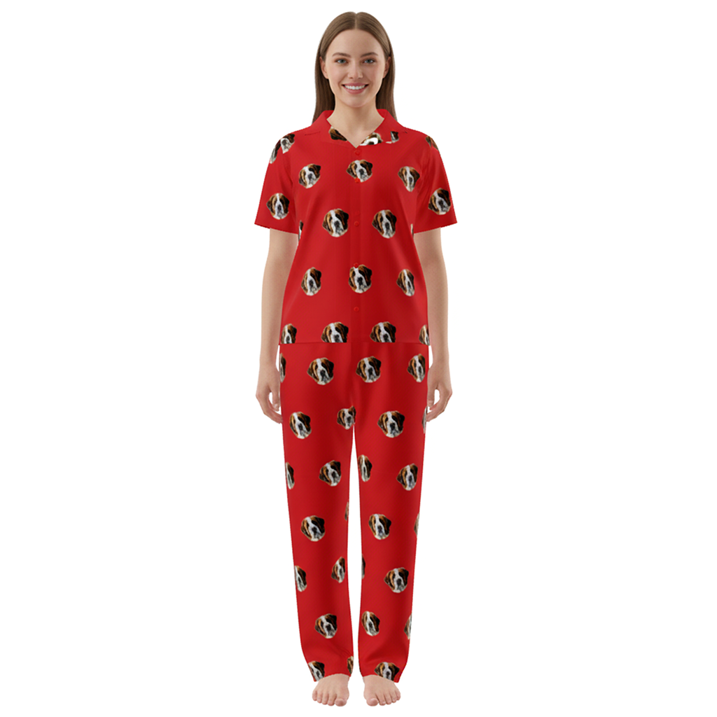 Red pajamas with Pet Face pattern