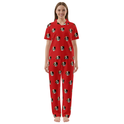 Red pajamas with Pet Face pattern