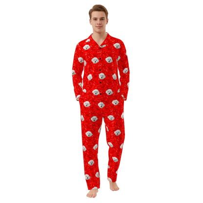 Red pajamas with Pet Face and pawz pattern